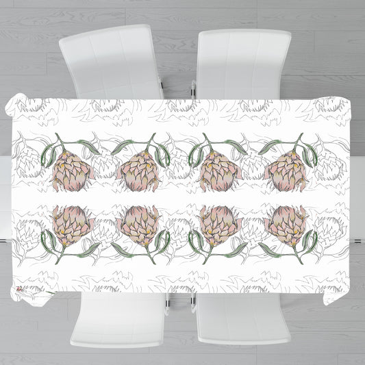 Simple Protea on White By Fifo Rectangle Tablecloth