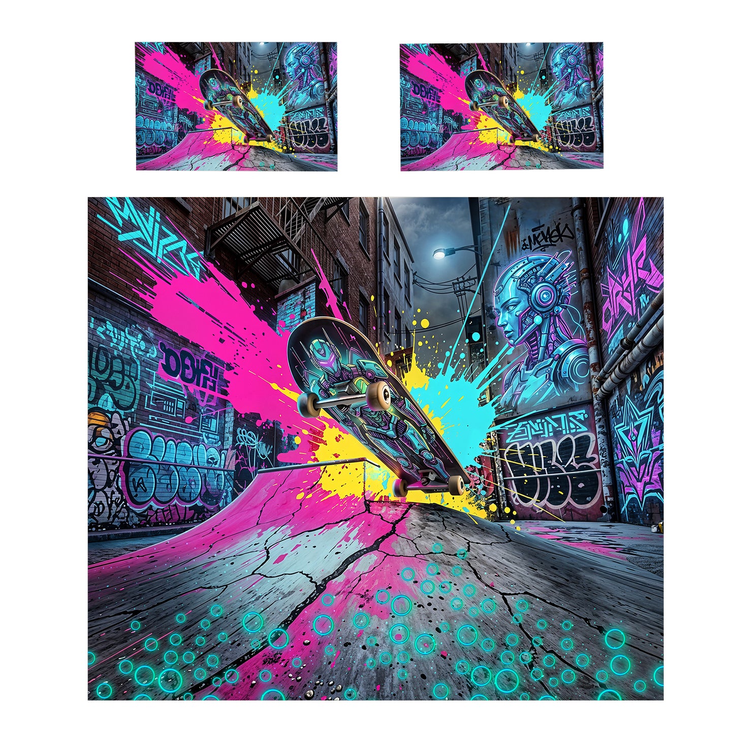 Skateboard Fantasy Duvet Cover Set