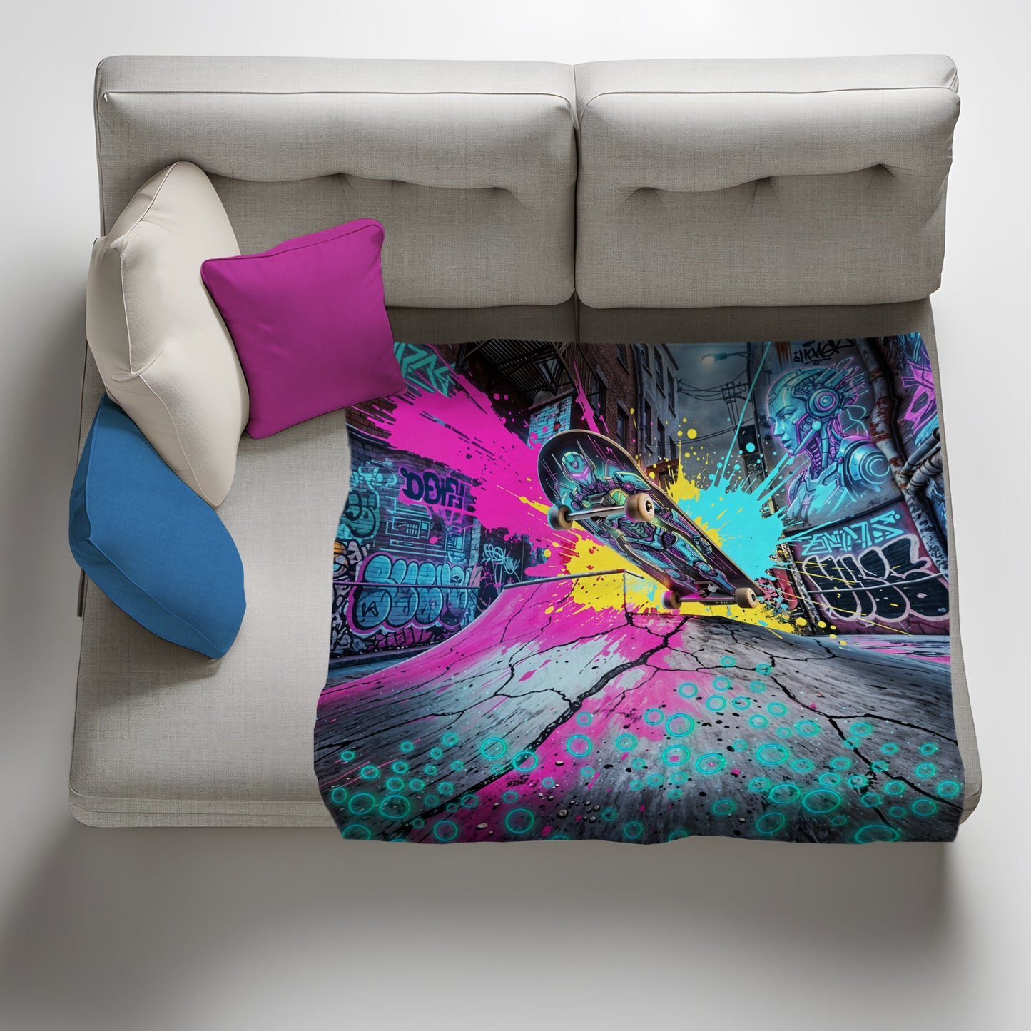Skateboard Fantasy Light Weight Fleece Blanket