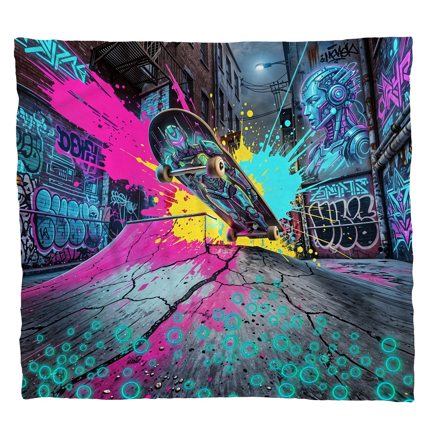 Skateboard Fantasy Light Weight Fleece Blanket