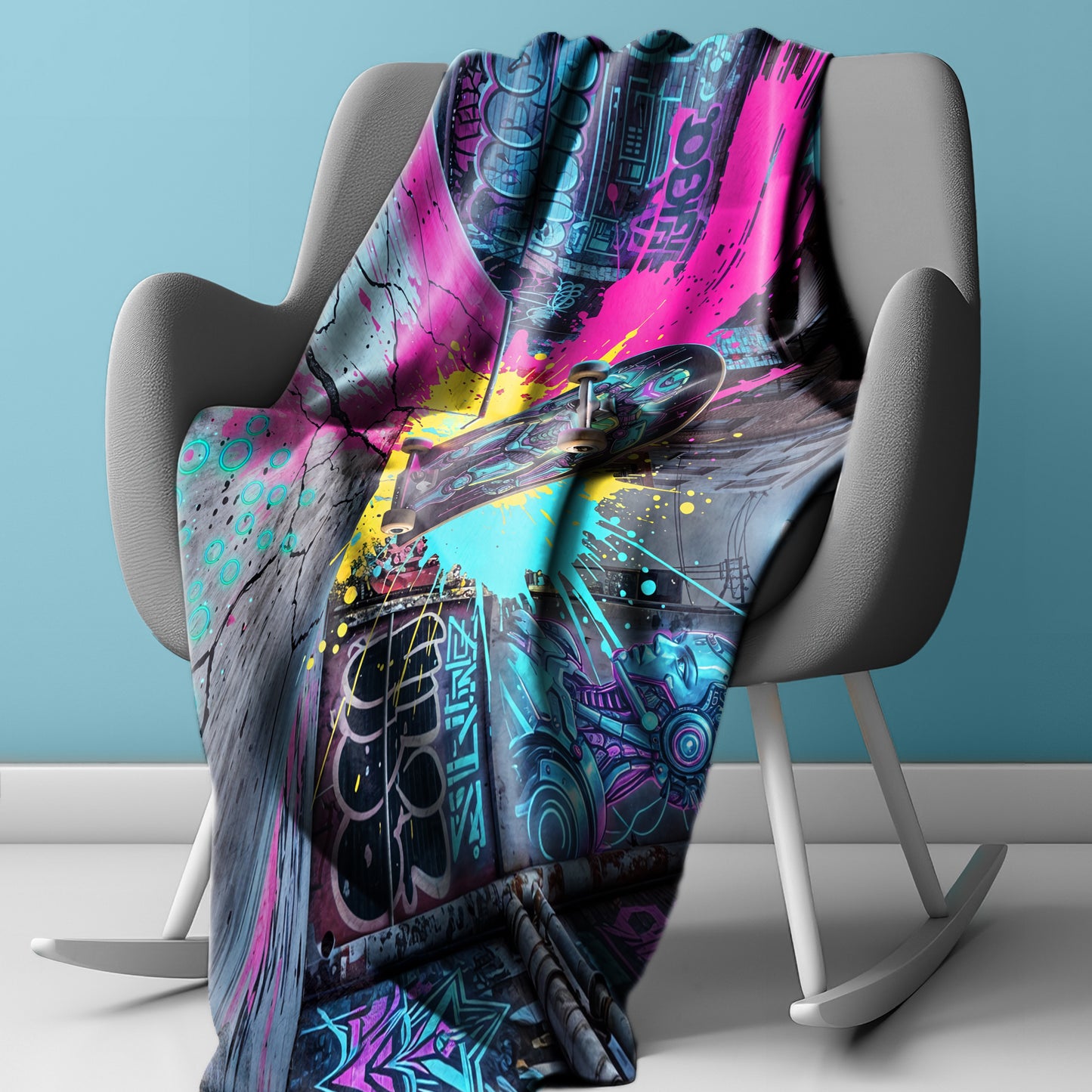 Skateboard Fantasy Light Weight Fleece Blanket