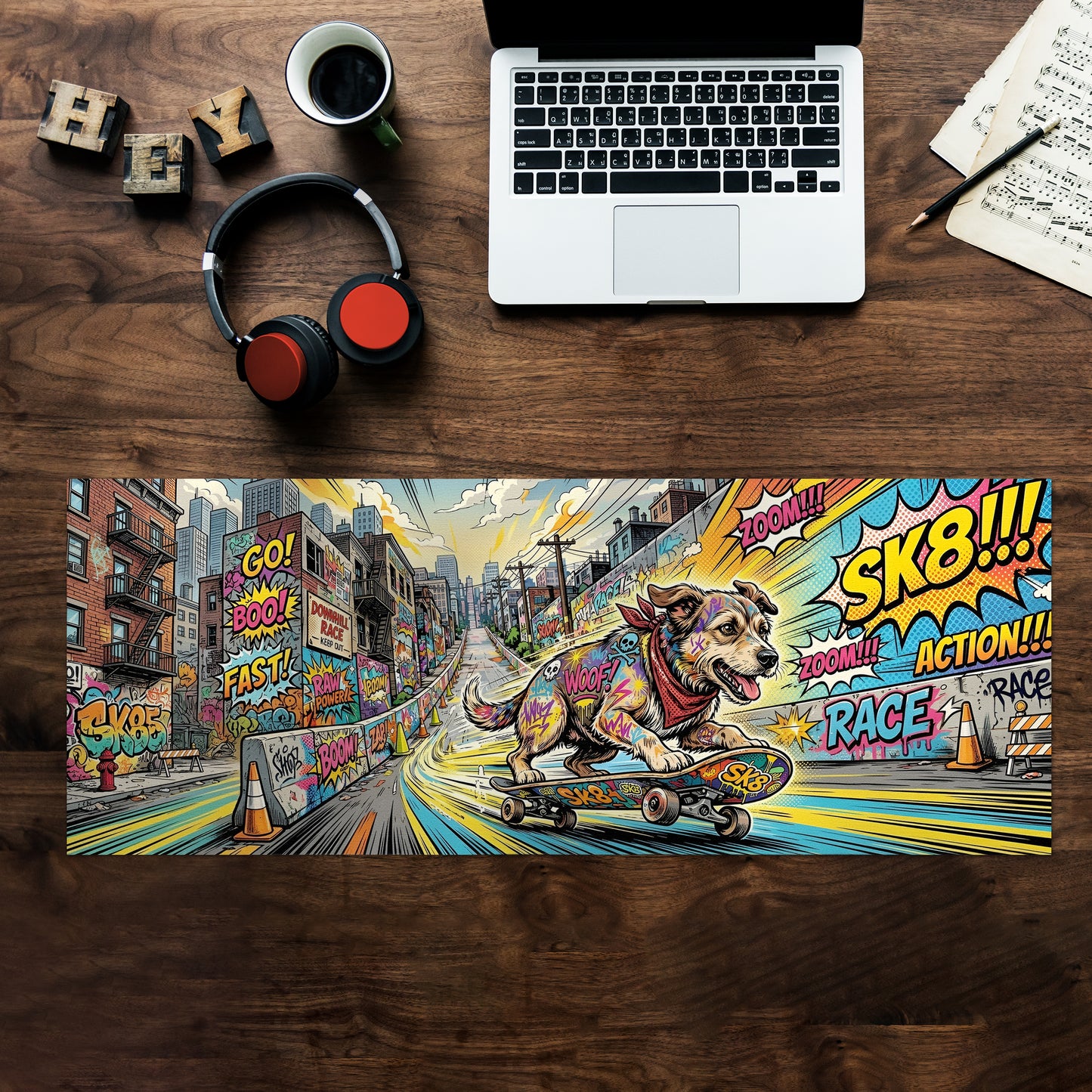 Skateboard Puppy Desk Pad