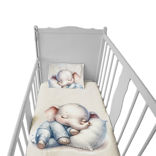 Sleeping Baby Elephant Cot Set