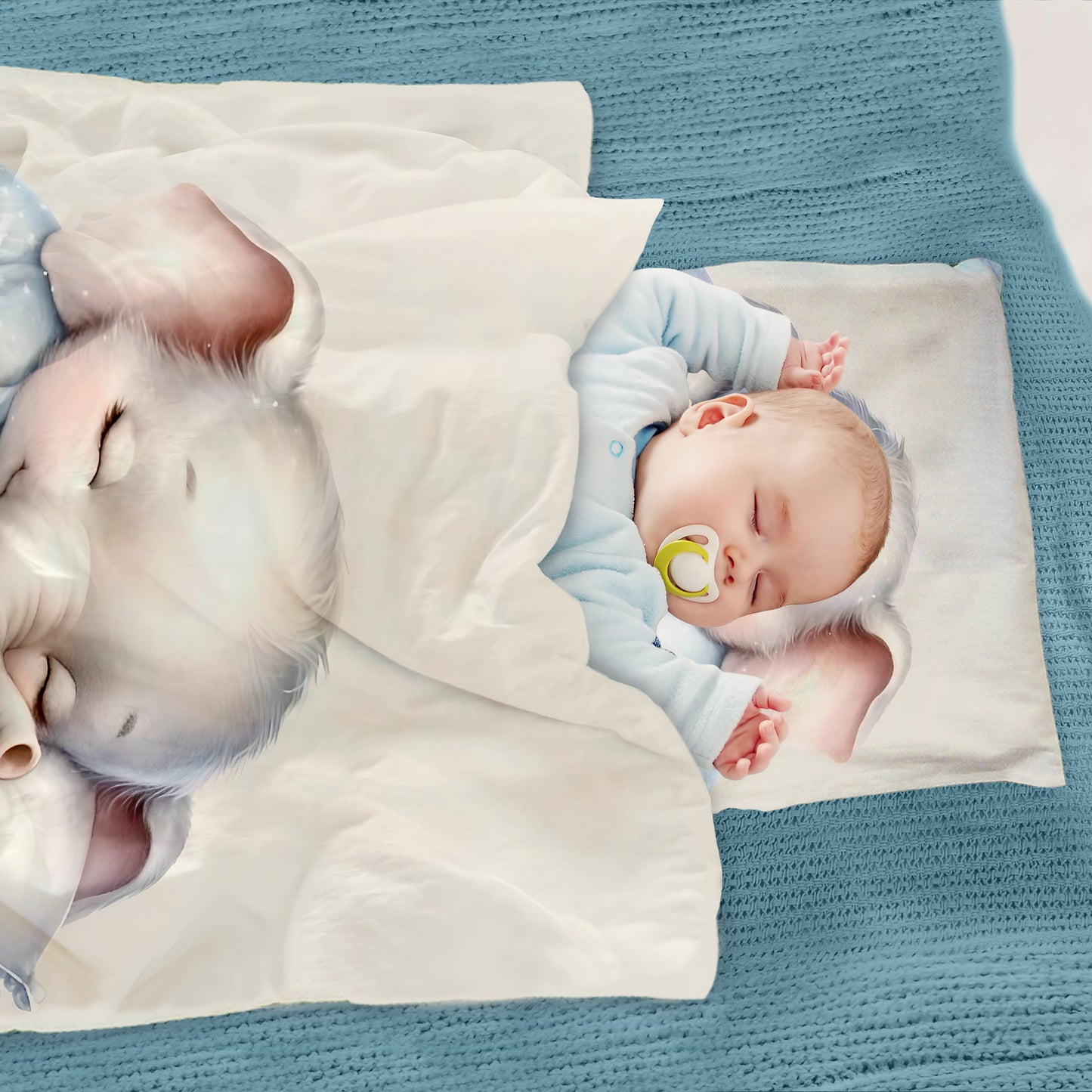 Sleeping Baby Elephant Cot Set