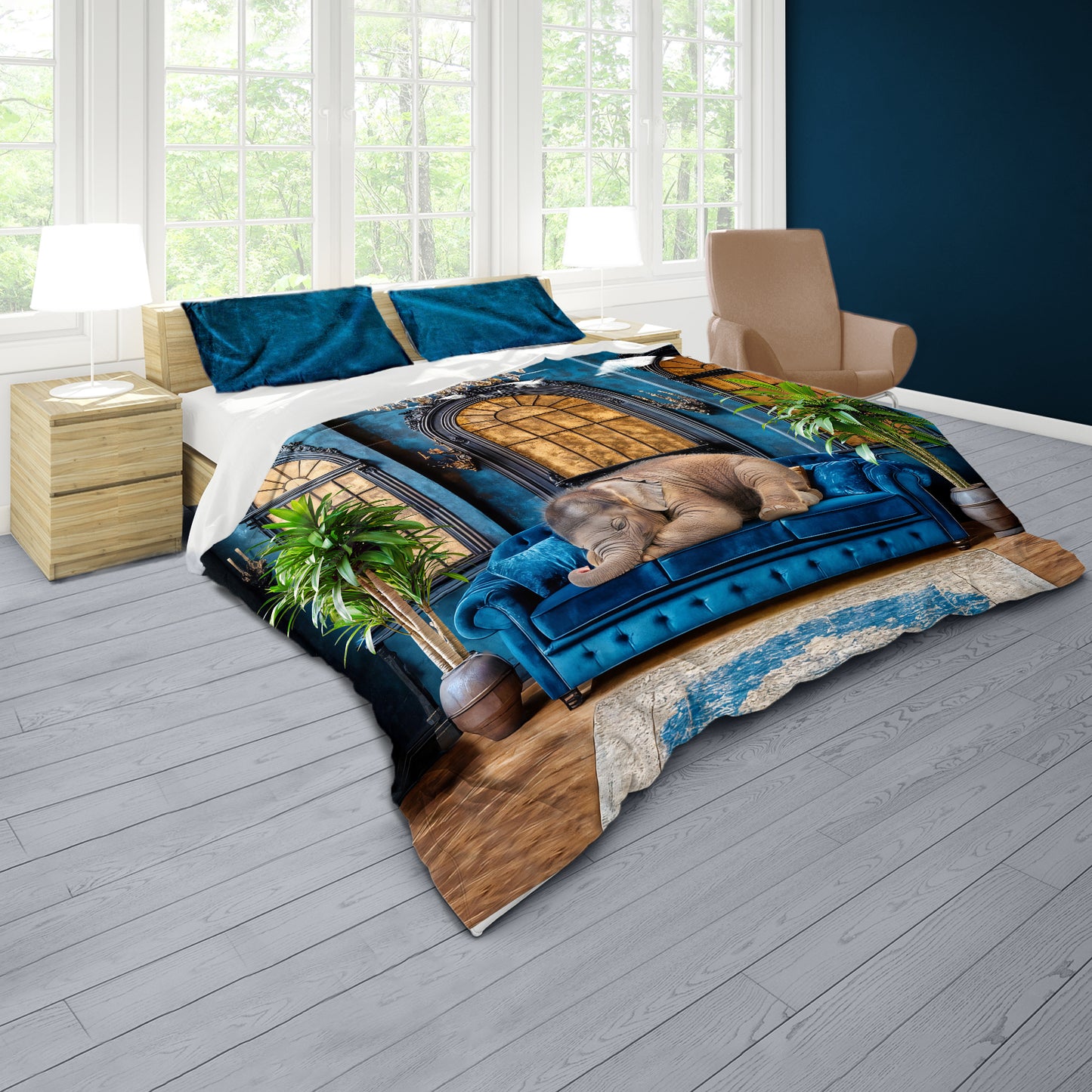 Sleeping Baby Elephant Duvet Cover Set