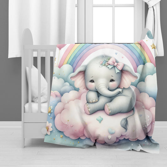 Sleeping Baby Elephant Minky Blanket