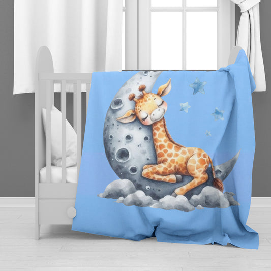 Sleeping Baby Giraffe Minky Blanket