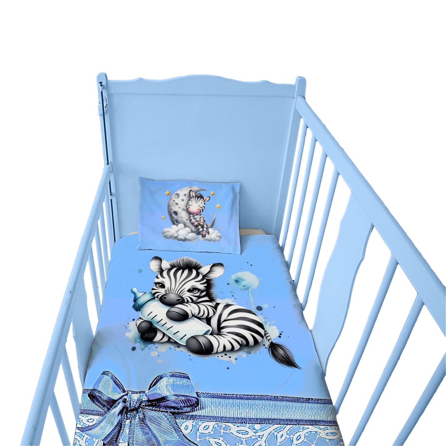 Sleeping Baby Zebra Cot Set