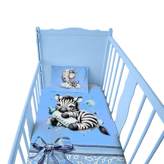 Sleeping Baby Zebra Cot Set