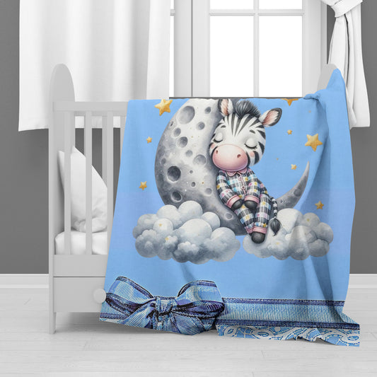 Sleeping Baby Zebra Minky Blanket