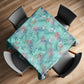 Small Bouquets in Green Square Tablecloth