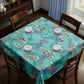 Small Bouquets in Green Square Tablecloth