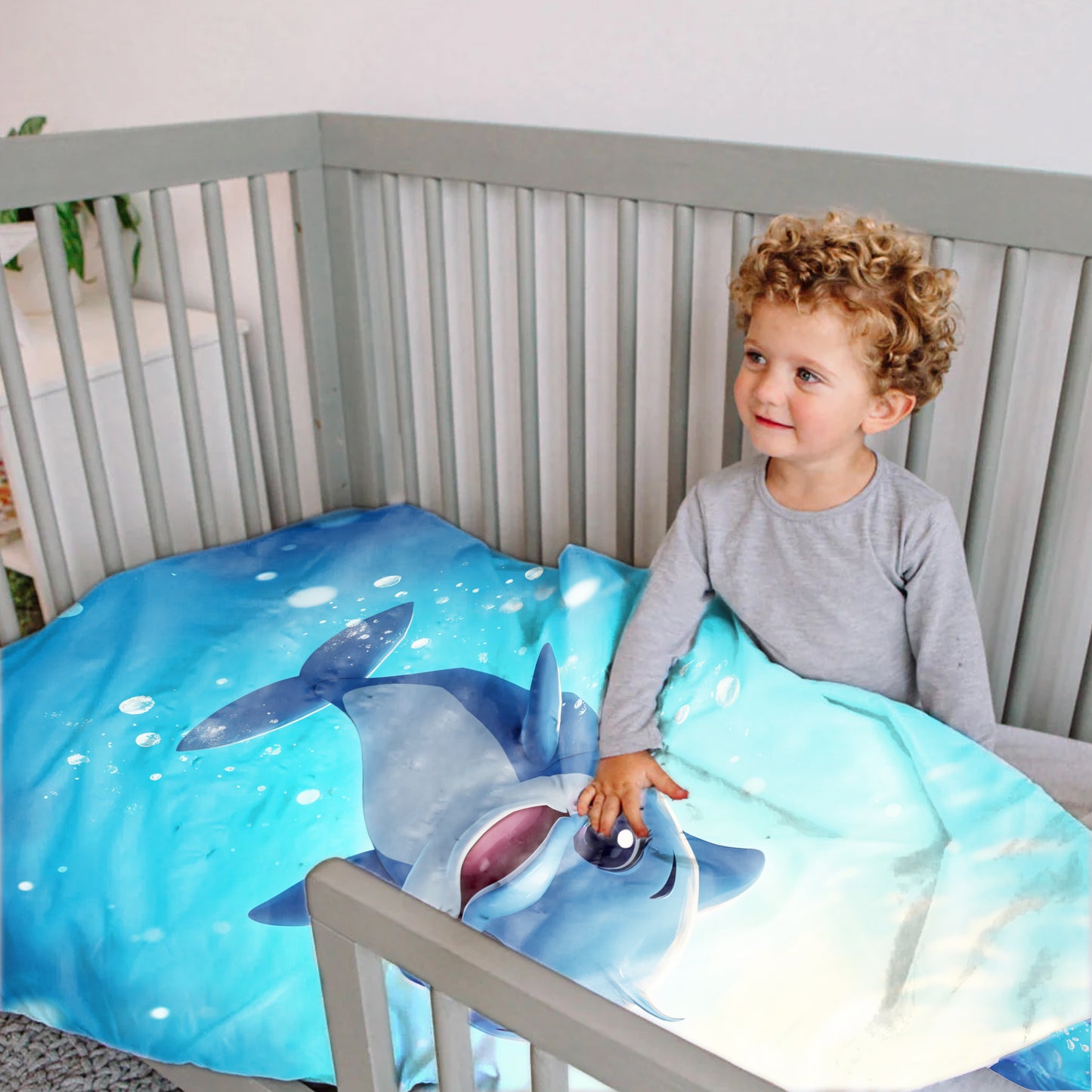 Smiley Dolphin Cot Set