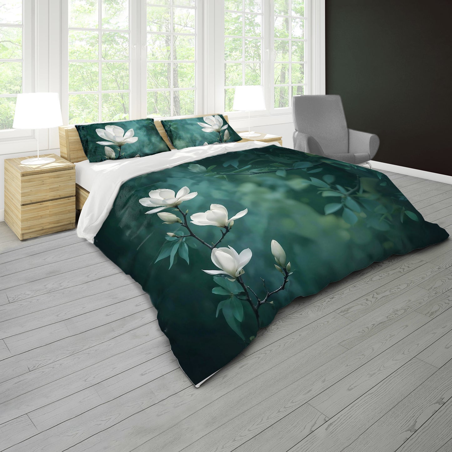 Snow White Blossom Duvet Cover Set