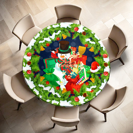 Snowman's Christmas Round Tablecloth