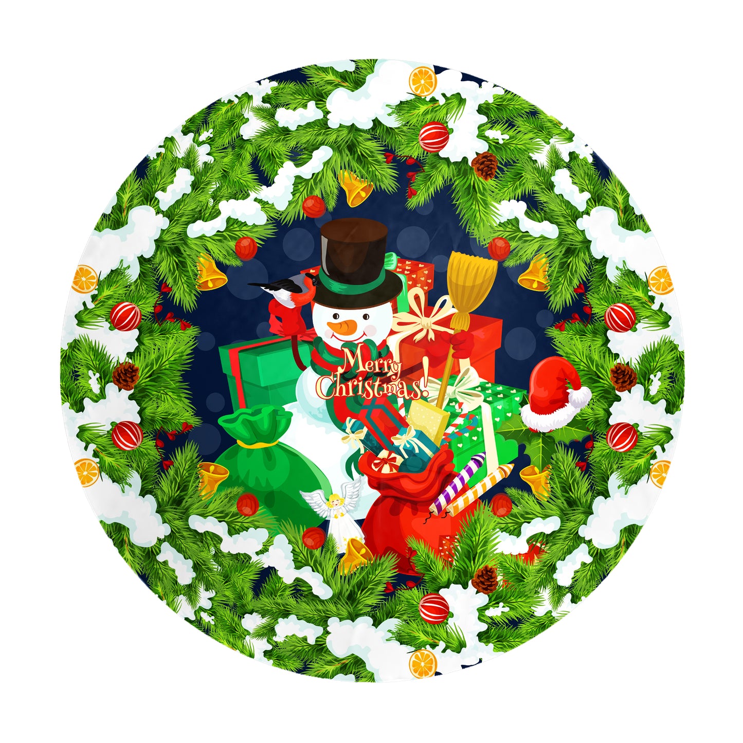 Snowman's Christmas Round Tablecloth