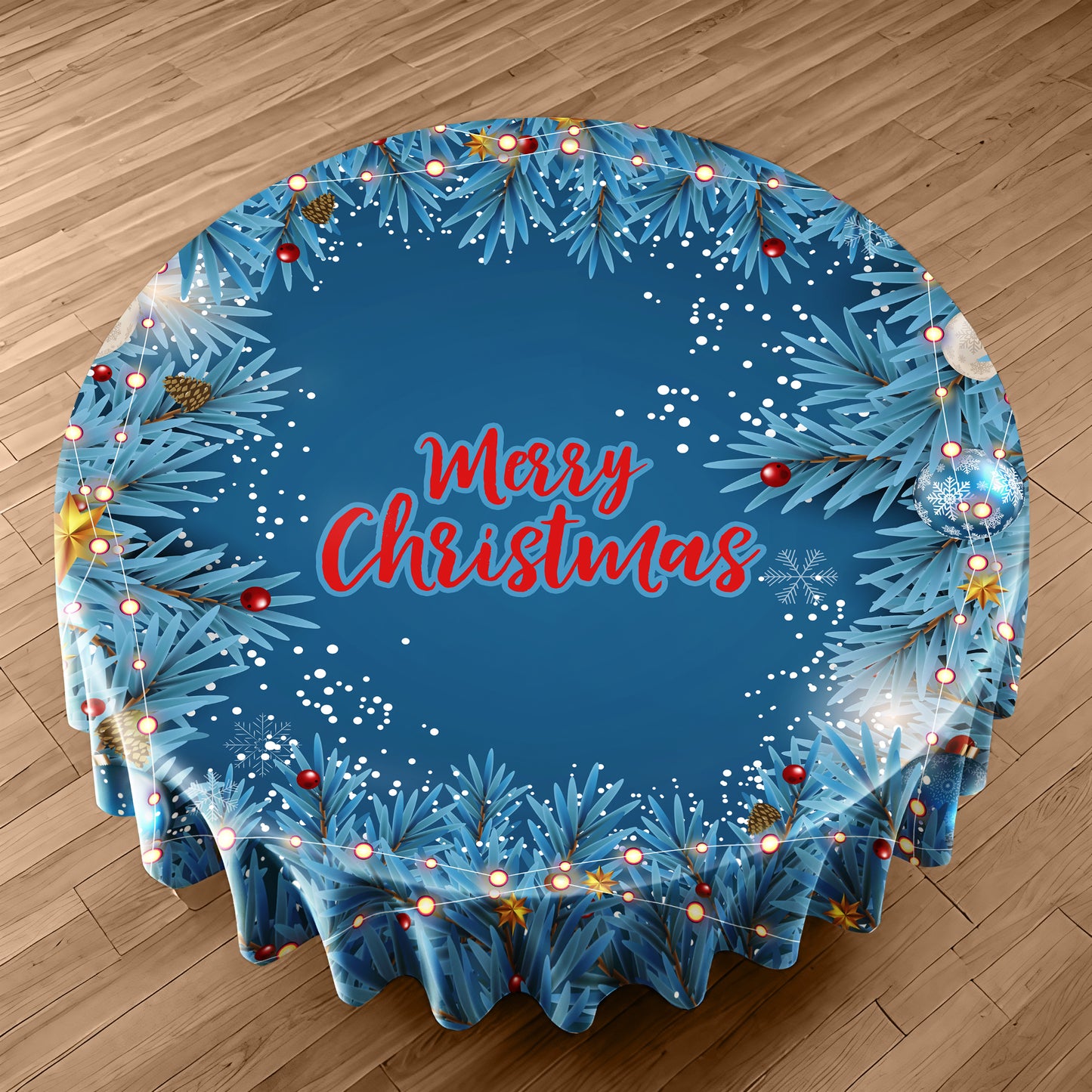Snowy Christmas Round Tablecloth