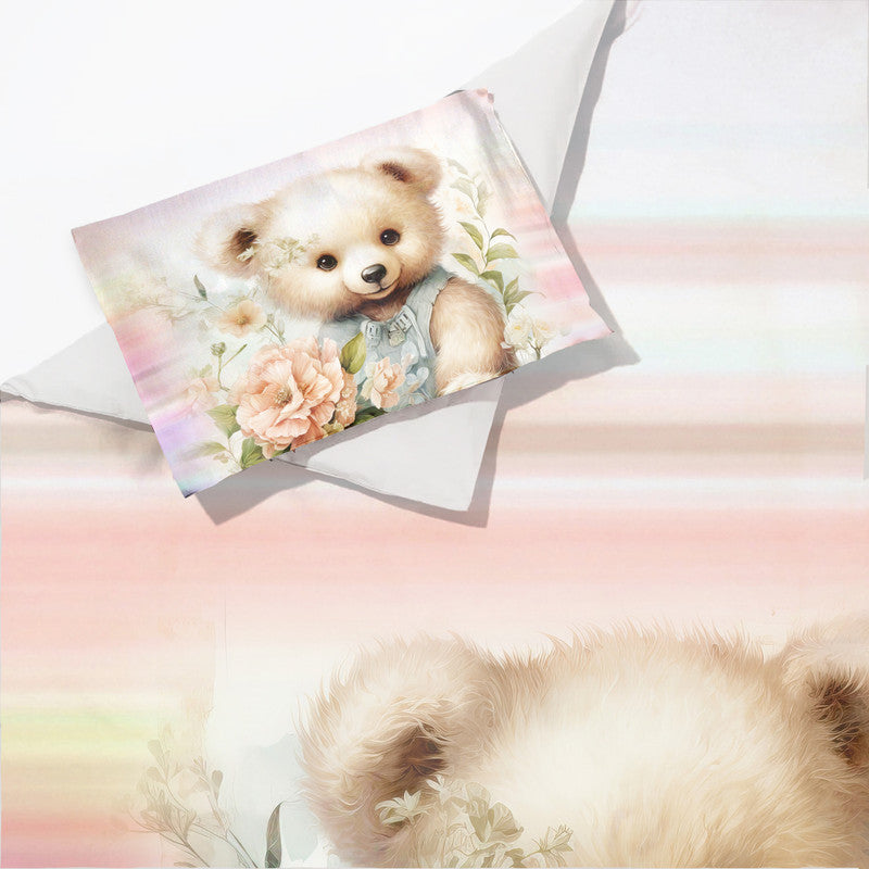 Soft Floral Teddy Hues Cot Set