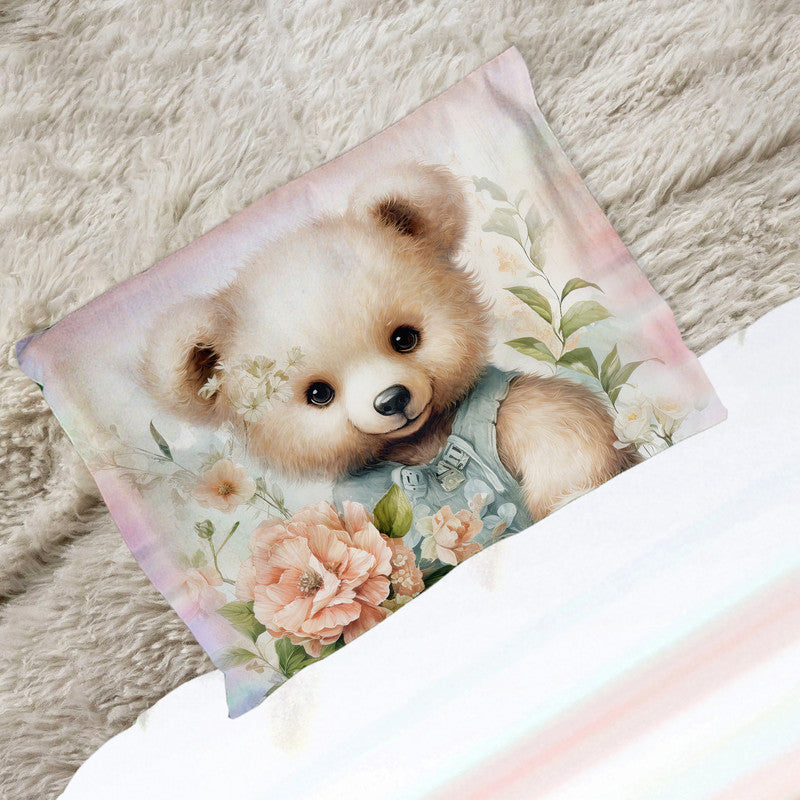 Soft Floral Teddy Hues Cot Set