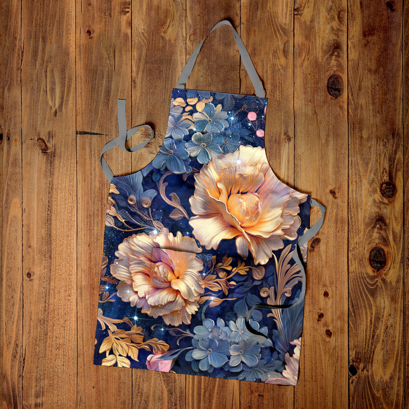 Soft Florals Indigo Apron