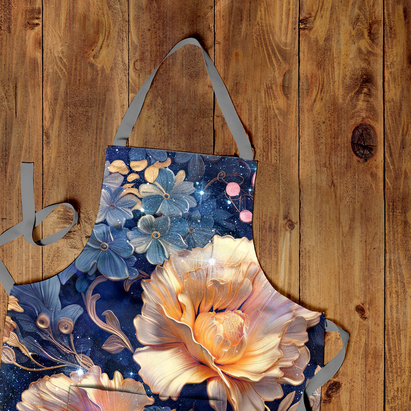 Soft Florals Indigo Apron