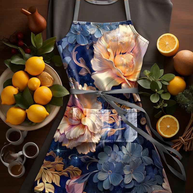 Soft Florals Indigo Apron