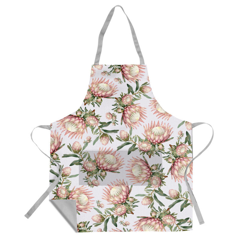 Soft Proteas Medium Length Apron By Mark Van Vuuren