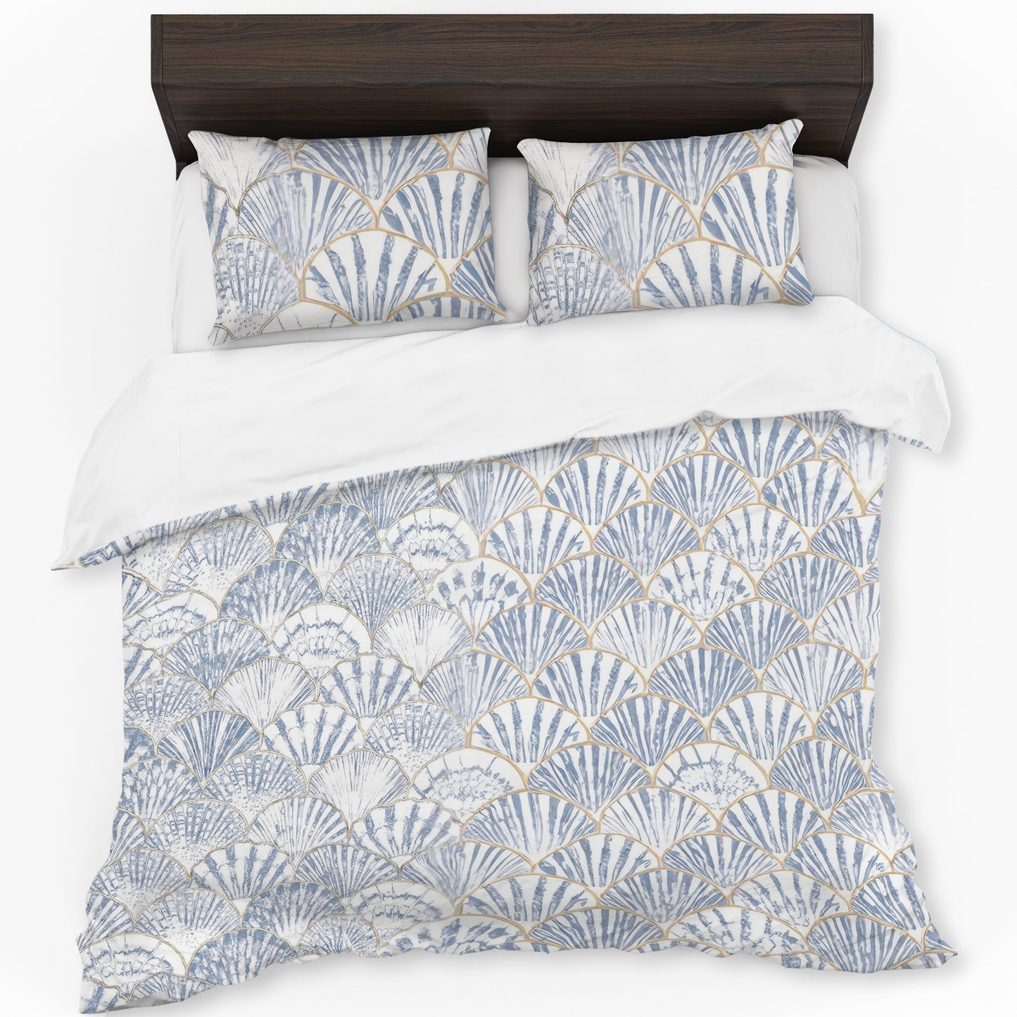 Soft Blue Fan Pattern Duvet Cover Set