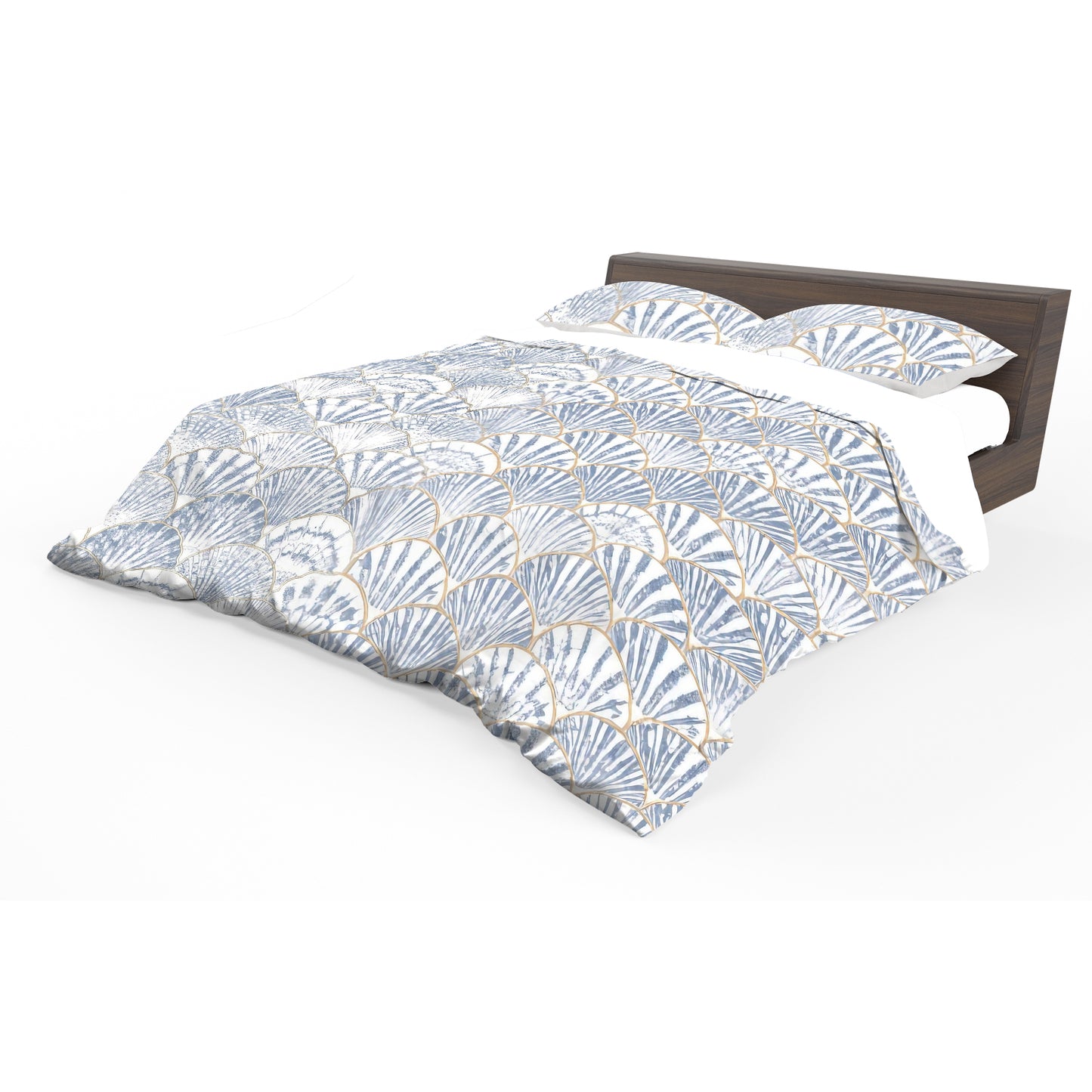 Soft Blue Fan Pattern Duvet Cover Set