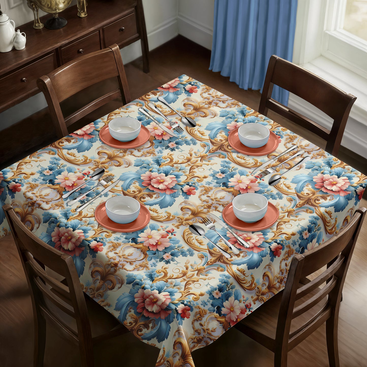 Soft Blue Square Tablecloth