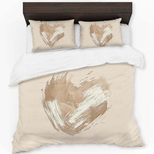 Soft Brush Abstract Heart Duvet Cover Set by Wikus Schalkwyk
