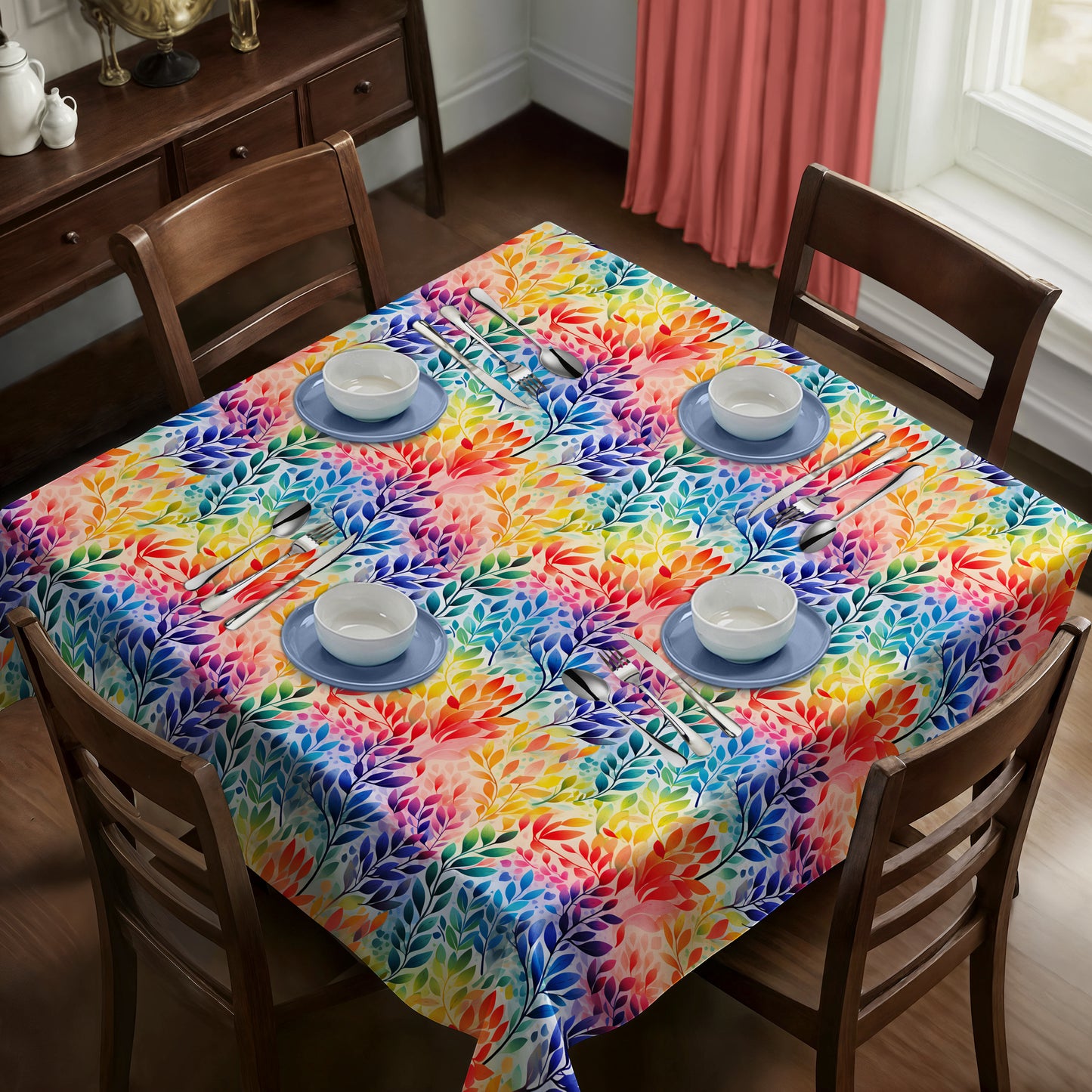 Soft Colour Foliage Square Tablecloth