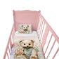 Soft Floral Teddy Hues Cot Set