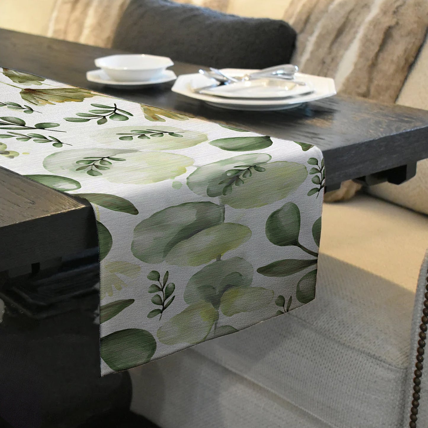 Soft Green Mix of Leaves Table Runner By Mark van Vuuren