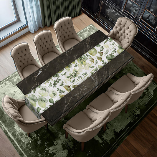Soft Green Mix of Leaves Table Runner By Mark van Vuuren