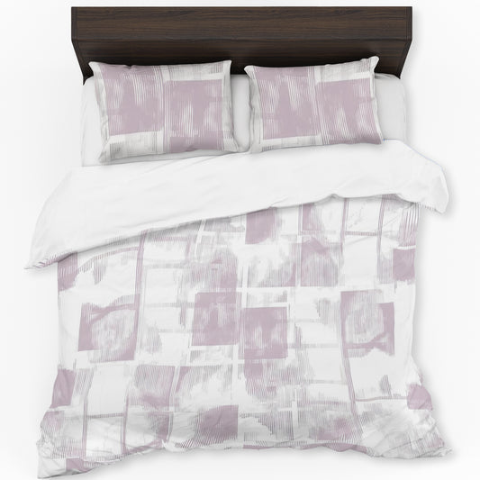 Soft Lilac Square Pattern Duvet Cover Set
