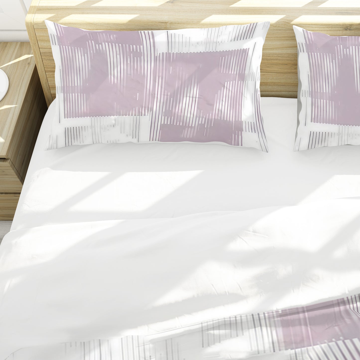 Soft Lilac Square Pattern Duvet Cover Set