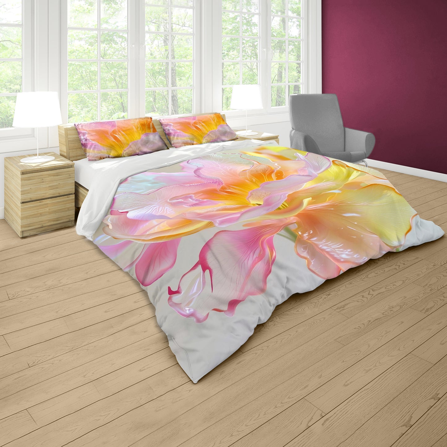 Soft Pastel Blossom Duvet Cover Set