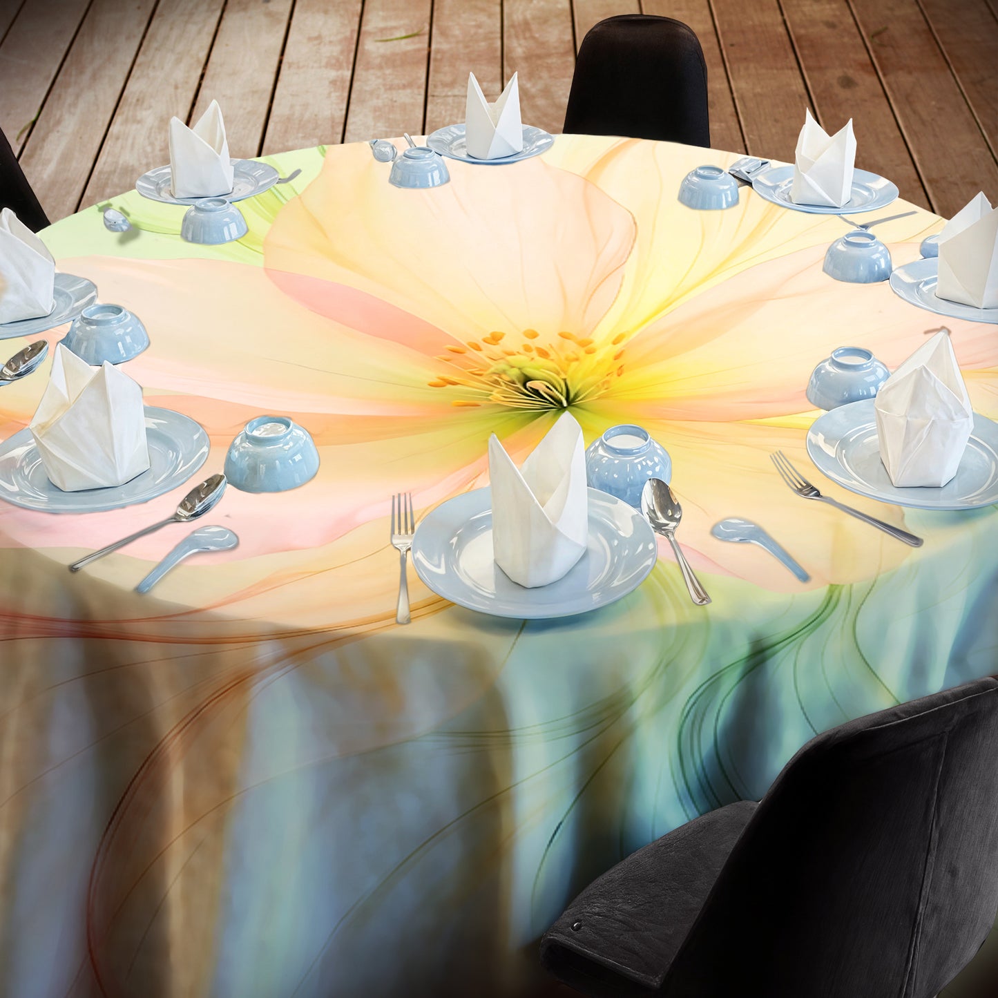 Soft Pastel Colours 2,3m Round Tablecloth