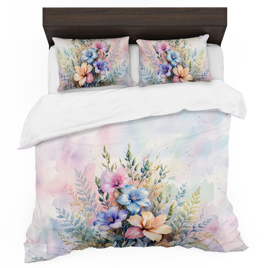 Soft Pastel Wildflower Duvet Cover Set