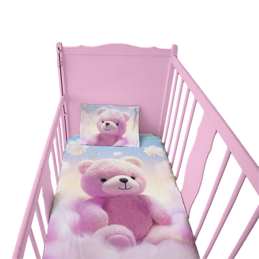 Soft Pink Bear Cot Set