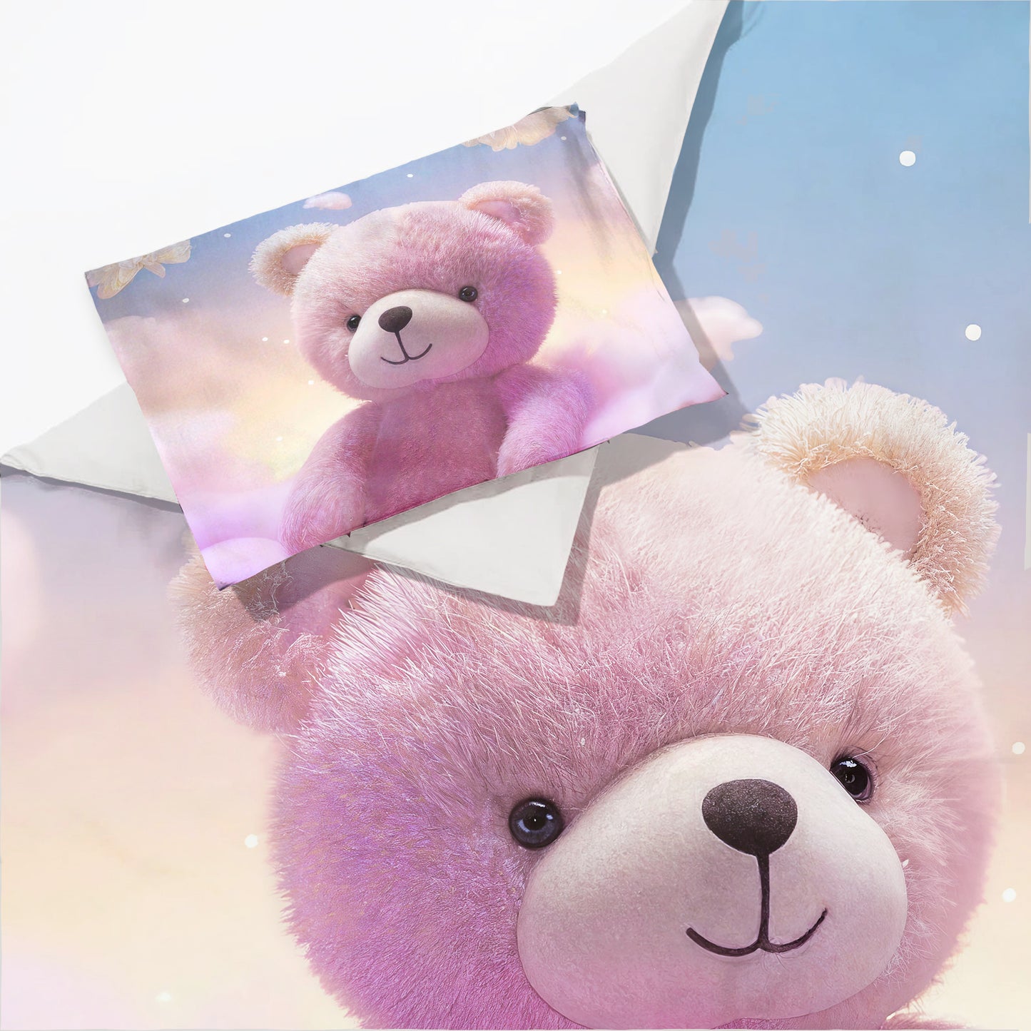 Soft Pink Bear Cot Set