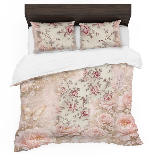Soft Pink Butterflies Duvet Cover Set