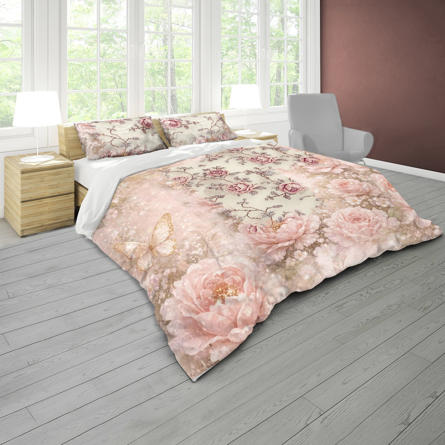 Soft Pink Butterflies Duvet Cover Set