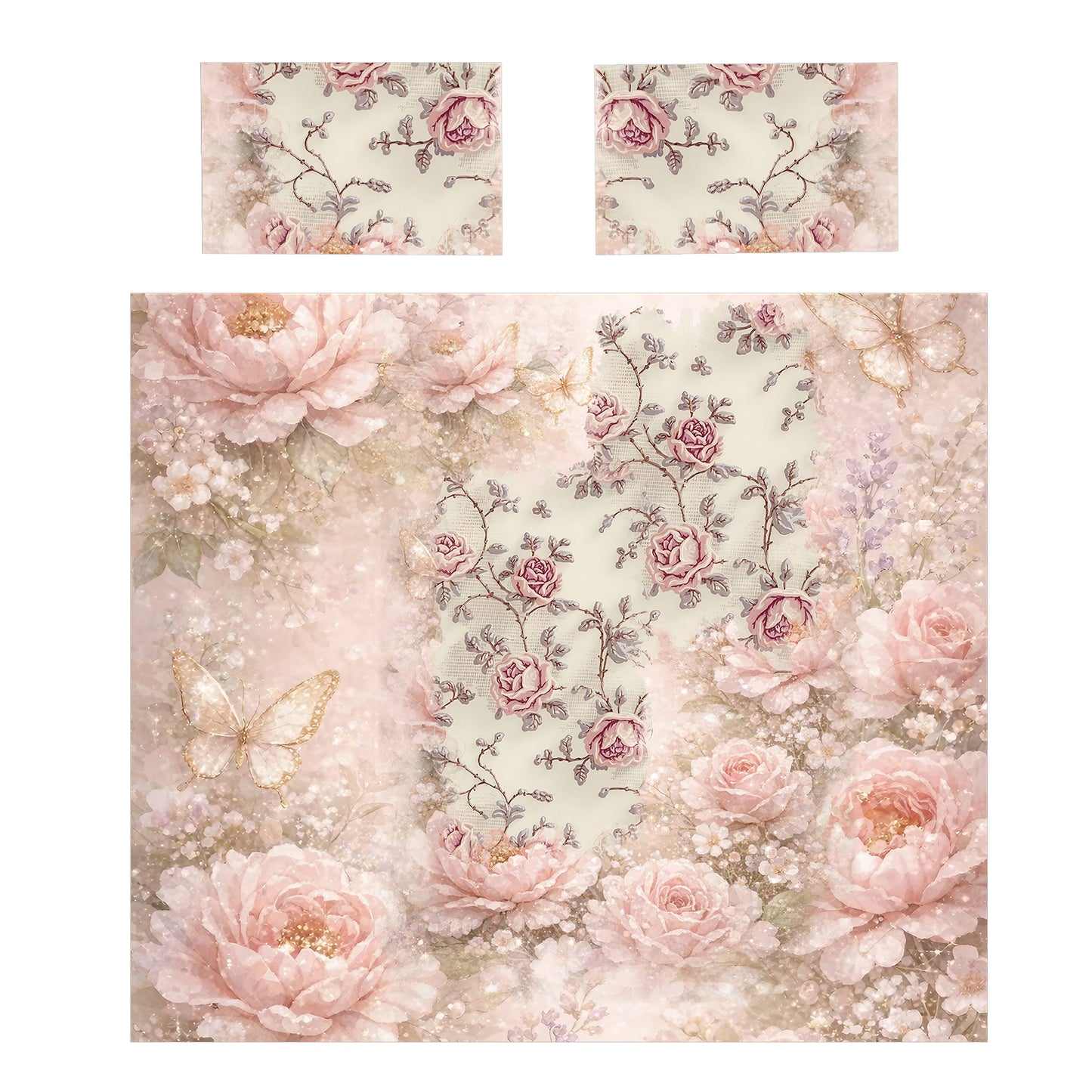 Soft Pink Butterflies Duvet Cover Set