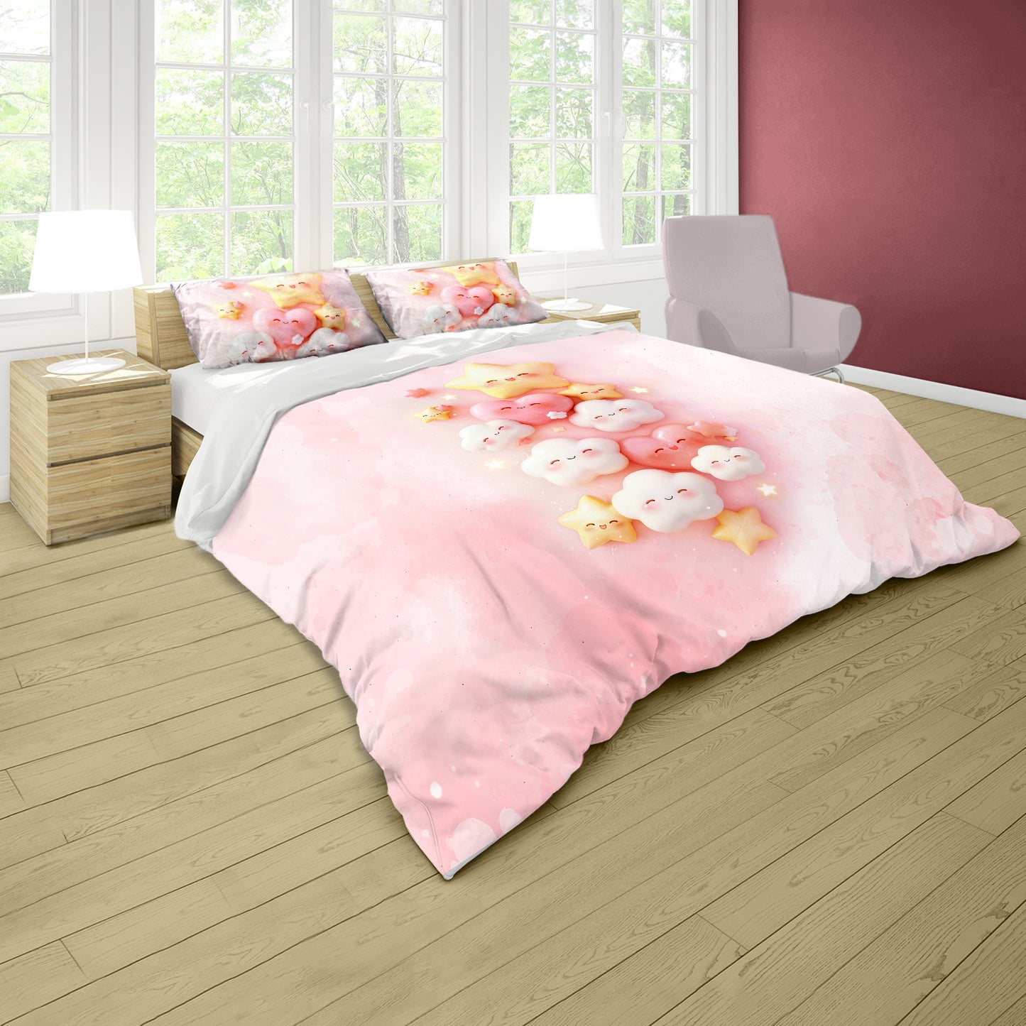 Soft Pink Cosmic Joy Duvet Cover Set