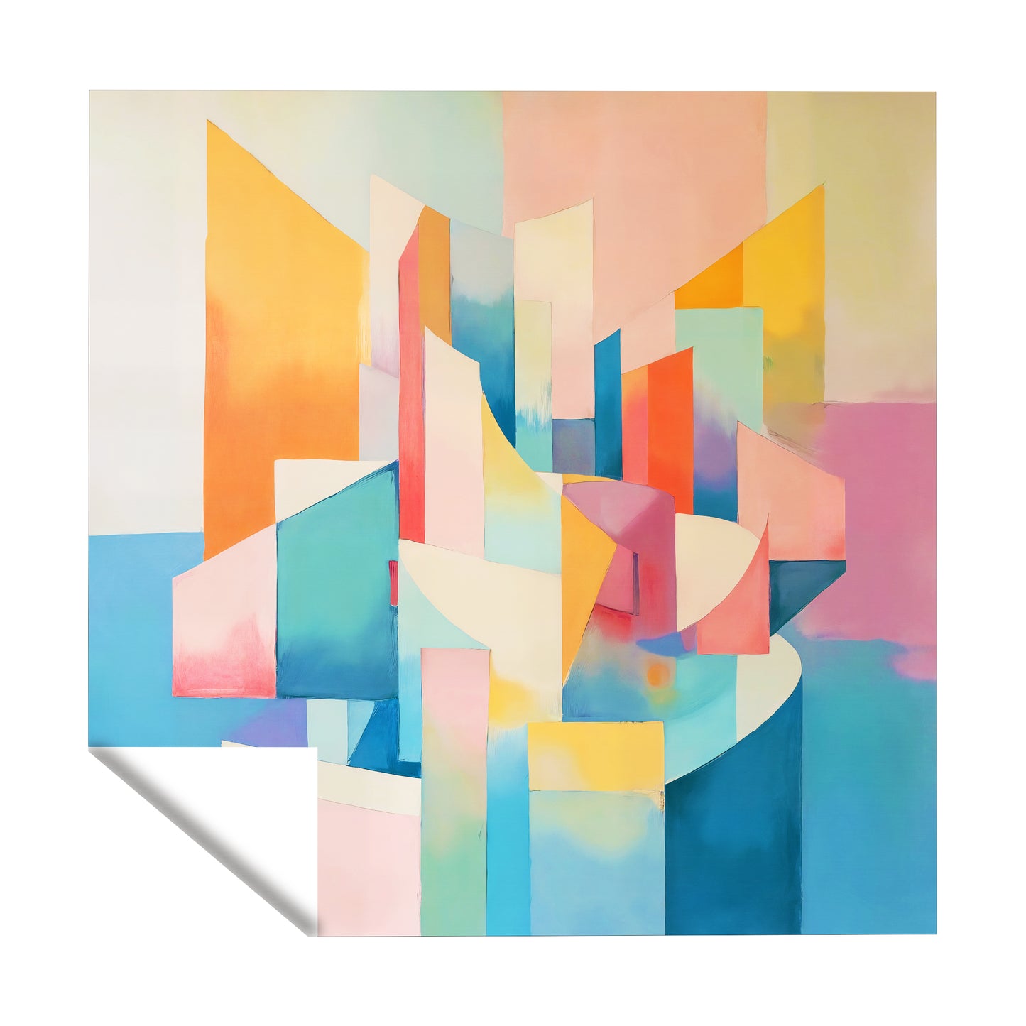 Soft Pink Cubism Square Tablecloth