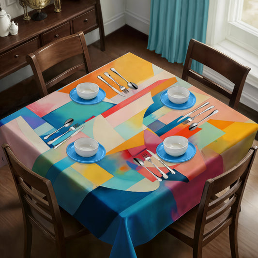 Soft Pink Cubism Square Tablecloth