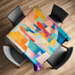 Soft Pink Cubism Square Tablecloth