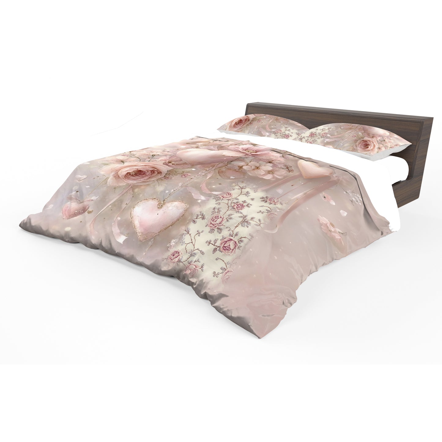 Soft Pink Hearts Duvet Cover Set